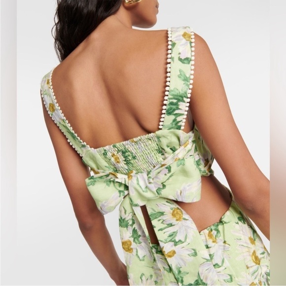 Alemais Astra Floral Cutout Linen Mini Dress Green - Picture 2 of 7